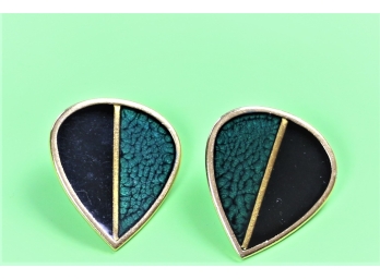Monet Inspired Gold Tone Teardrop Clip Earrings