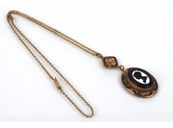 Vintage Graphic Cameo Fancy Brass Chain Necklace (#2)