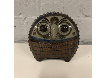 Vintage Mexican Hand-Painted Pottery Owl Bank