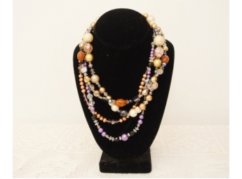 Four Beaded Single Strand Necklaces