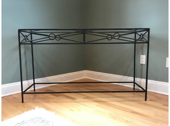 Quality Wrought Iron Glass Top Console Table