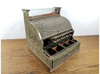 Antique Ornate National Brass Cash Register