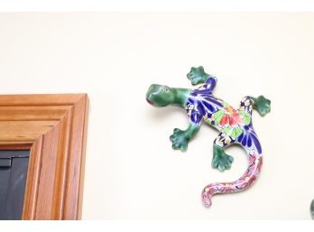 Set Of Two Hand Painted Wall Iguanas