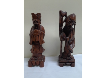 Two Wooden Carved Chinese Statues