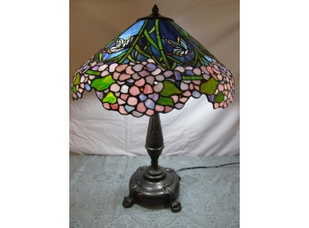 28' Tiffany Style Lamp With Butterfly Theme Shade