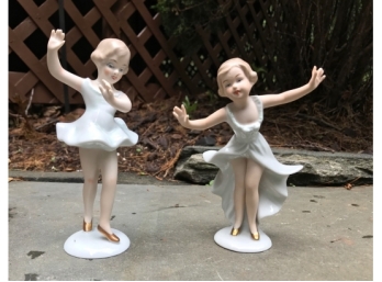 Wallendorf Porcelain Figurines - Two Little Girl Dancers
