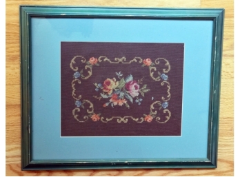 Vintage French Floral Needlepoint
