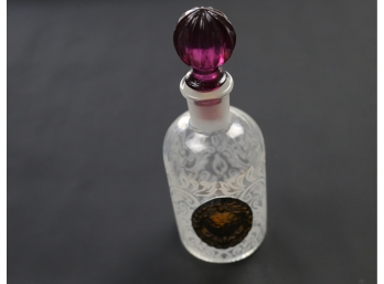 Etched Glass Perfume Bottle With Ruby Glass Topper
