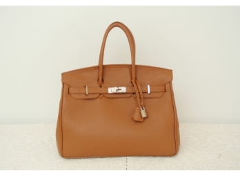 Exceptionally Good Hermes STYLE Birkin Handbag -Tan Pebble Leather