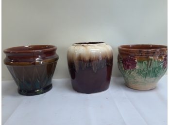 Three Ceramic Pottery Planter Pots