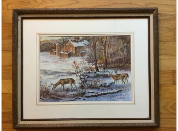 Local Artist Patrick  Mongelli Winter Scene In Watercolor Painting