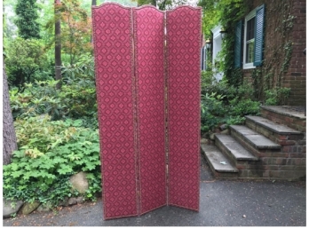 Large Three Panel Upholstered Screen