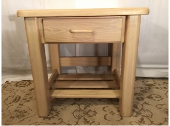 Wooden Side Table With Matching Wood Framed  Mirror