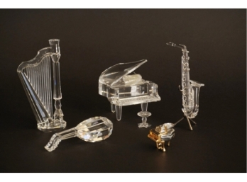 Six Swarovski Crystal Musical Instruments