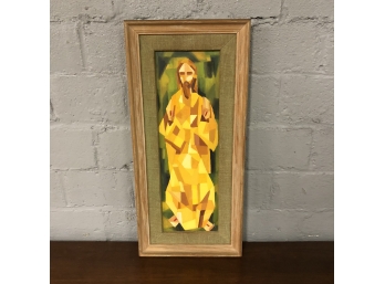 Framed Mid Century Modern Cubist Oil On Canvas Or Board Of Stigmata By Monk Or Nun Of Cistercians Of The Strict Observance (OCSO)