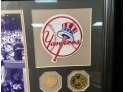 Mickey Mantle Game Used Piece Of 1961 Bat, 25Kt Gold Clad Mantle Medallion, NY Yankee Patch And Photo With COA