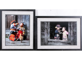 Two Custom Framed Photographs Of Vietnamese Children