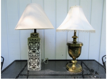 Two Stylish Lamps - Brass & Ceramic