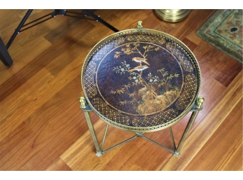 Brass Table With Hand Painted Top