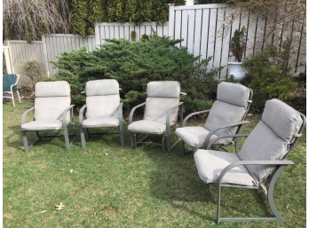 Five Coated Aluminum Outdoor Strap Chairs With Big Comfy Cushions