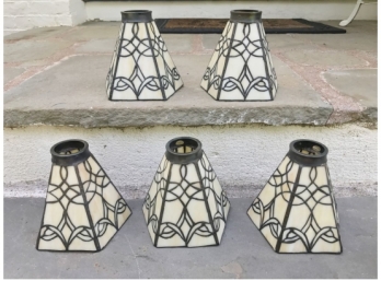 Five Beautiful Leaded Glass Lampshades