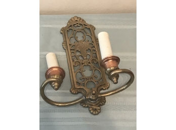 Single Brass And Copper Two Arm Sconce