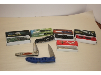 Seven New & Used Pocket Knives, Some Frost Cutlery