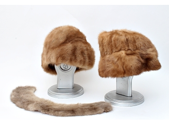 Two Custom Made Fur Hats & A Fur Collar