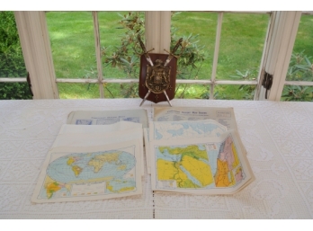 'Carto Craft Oitline Maps' And 'The History Of Map Studies' Along A  Mounted Family Crest