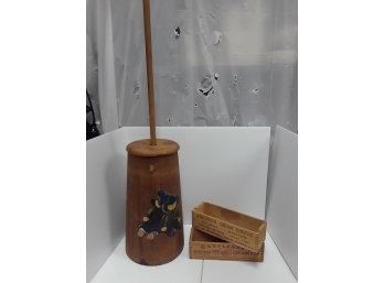 Wooden Painted Butter Churn & Cream Cheese Boxes