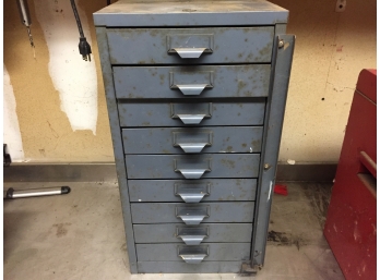 Nine Drawer Screw And Parts Drawer Box Plus Drill Bits