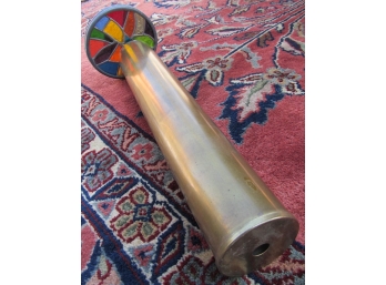 High Quality Brass Kaleidoscope With Leaded Stained Glass Panels