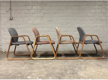 Vintage Bentwood Upholstered Sculptural Arm Chairs