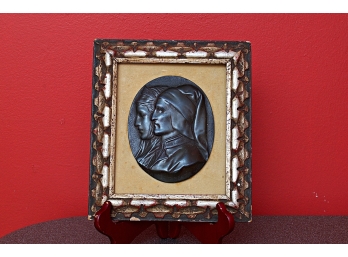 Bronze Plaque Depicting Dante & Beatrice In Profile