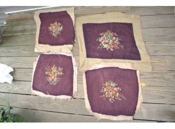 Nice Group Of Four Matching Needlepoint Seat Covers.
