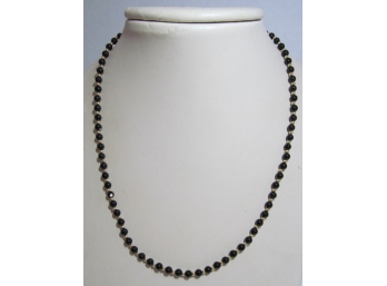 14K Gold And Onyx Bead Necklace - 17in