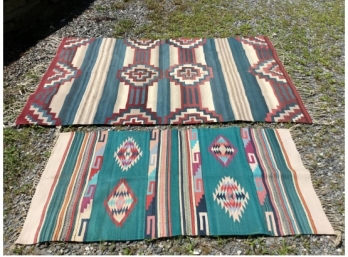 Pair Of  Vibrant Handwoven Area Rugs