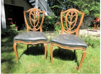 Pair Hepplewhite Style Carved Side Chairs