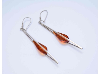 Baltic Amber And Silver Earrings 8.9 Grams