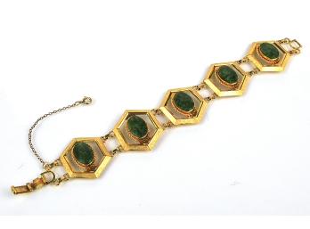 12K Gold And Jade Bracelet