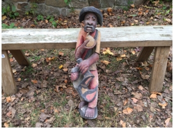 South American Folk Art Carved Wood Machete Man