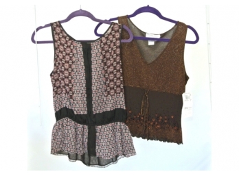 NEW!  Two Adrienne Papell Tops - Size S & M -  Retail $138