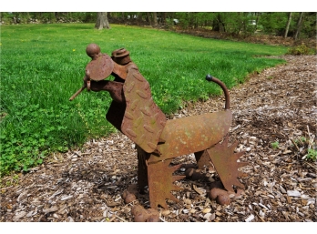 Fun Iron Dog Outdoor Sculpture