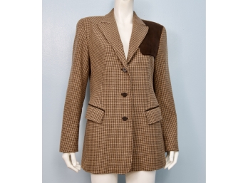 Lafayette 148 Tweed Jacket With Suede Detailing - Size 10