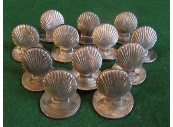 Twelve Sterling Tiffany & Co Seashell Place Card Holders (Approx 3 Troy Oz. Total) 1'H