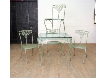 Vintage Woodard Patio Table And Four Chairs In The Orleans Pattern - Retail  $1200