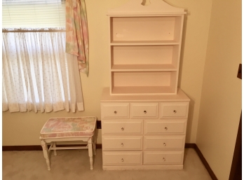 Nine Drawer Chest With Hutch Top And Vanity Bench