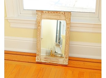 Carved White Washed Wall Mirror