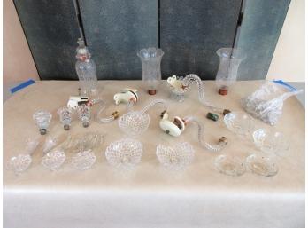 Disassembled Antique Crystal Wall Sconces