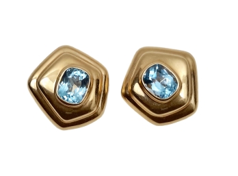 Aquamarine 14k Gold Clip On Earrings